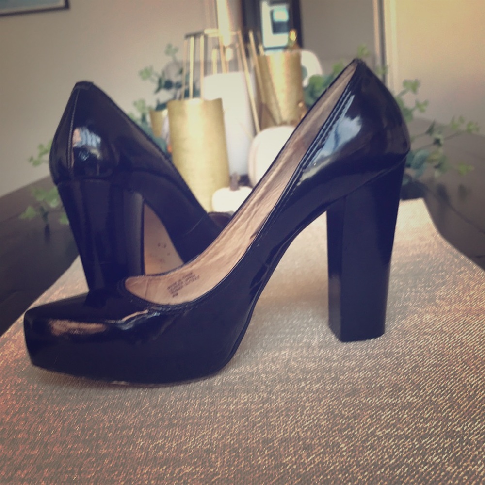 Black Patent Leather Michael Kors Platform Heel
